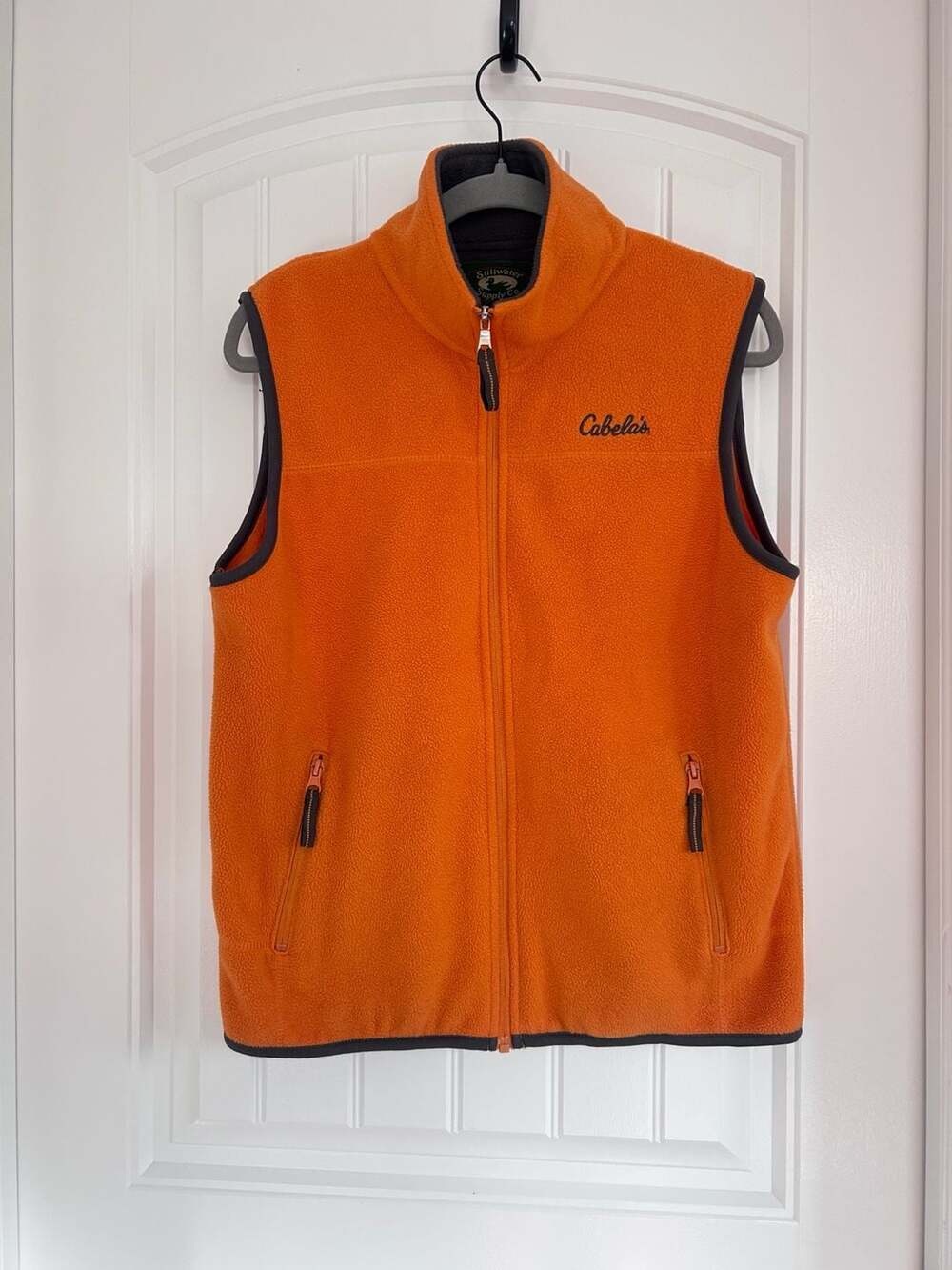 Cabela's Stillwater Supply Co Orange Fleece Vest Men's M Blaze Hunting Full Zip